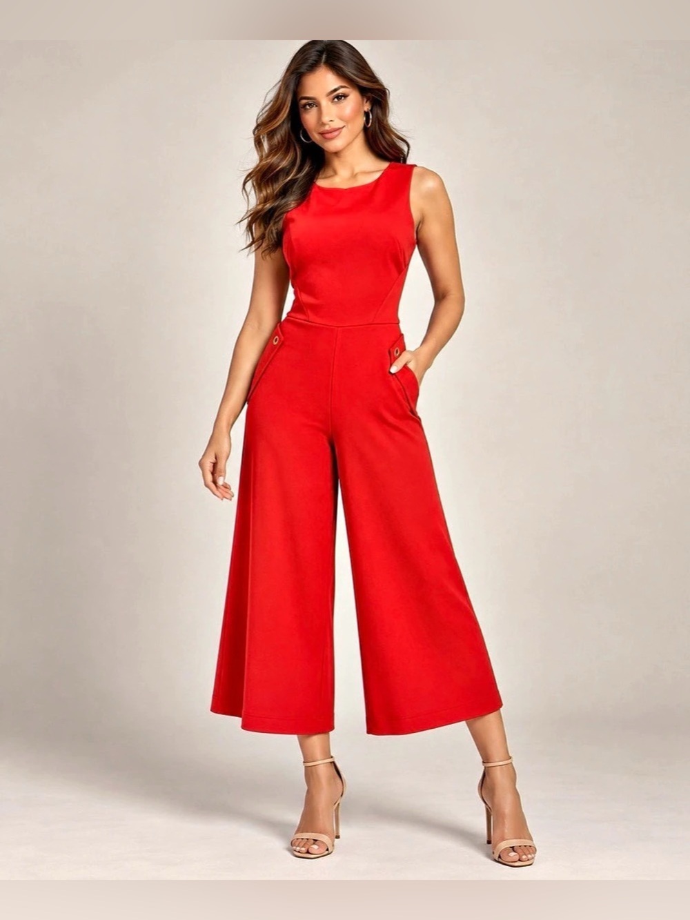 Luzia Fazzolli Red Wide-Leg Jumpsuit Size 44